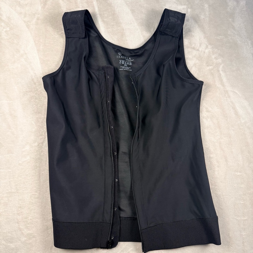 Isavela Compression Vest Black Front Zip Post-Surgical Shapewear Women’s 2XL